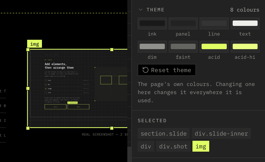 The theme colour panel